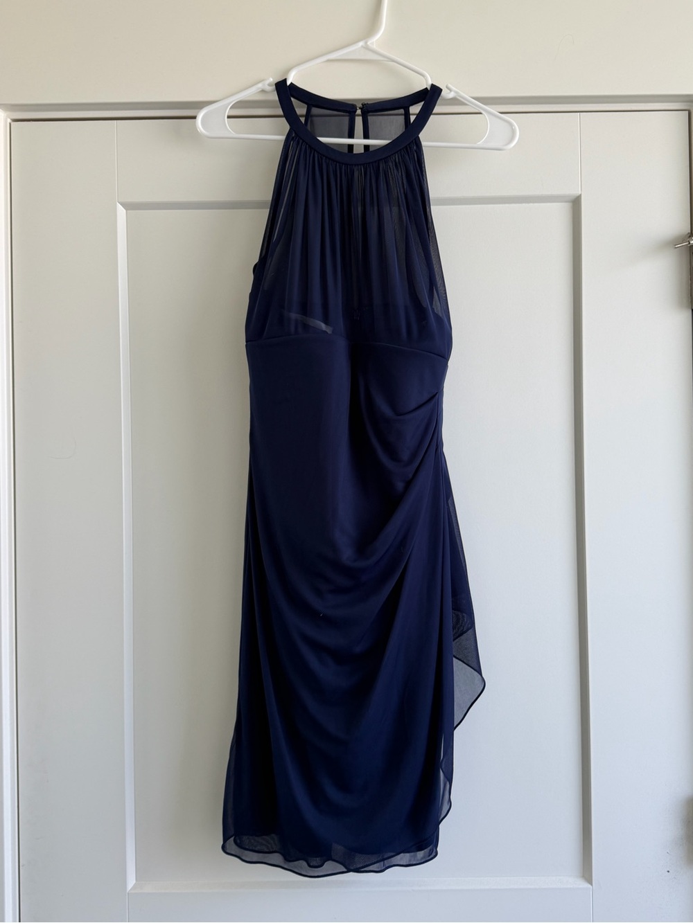 David's Bridal Navy Halter Midi Dress